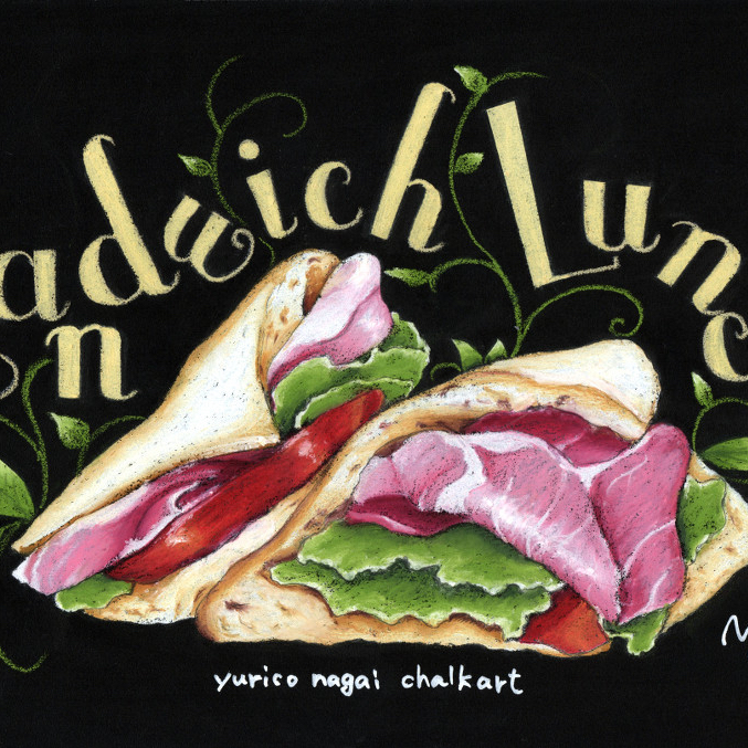 チョークアートで描いたサンドイッチ
